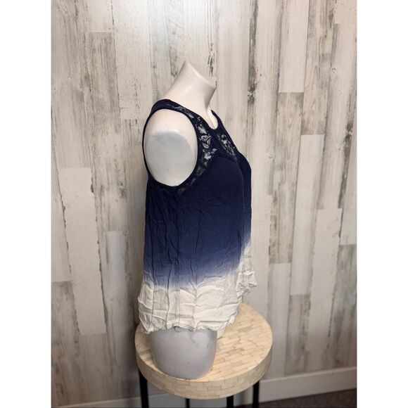 Xhilaration Blue White Ombre Lace Trim Tank Top – Size Medium - Picture 3 of 7